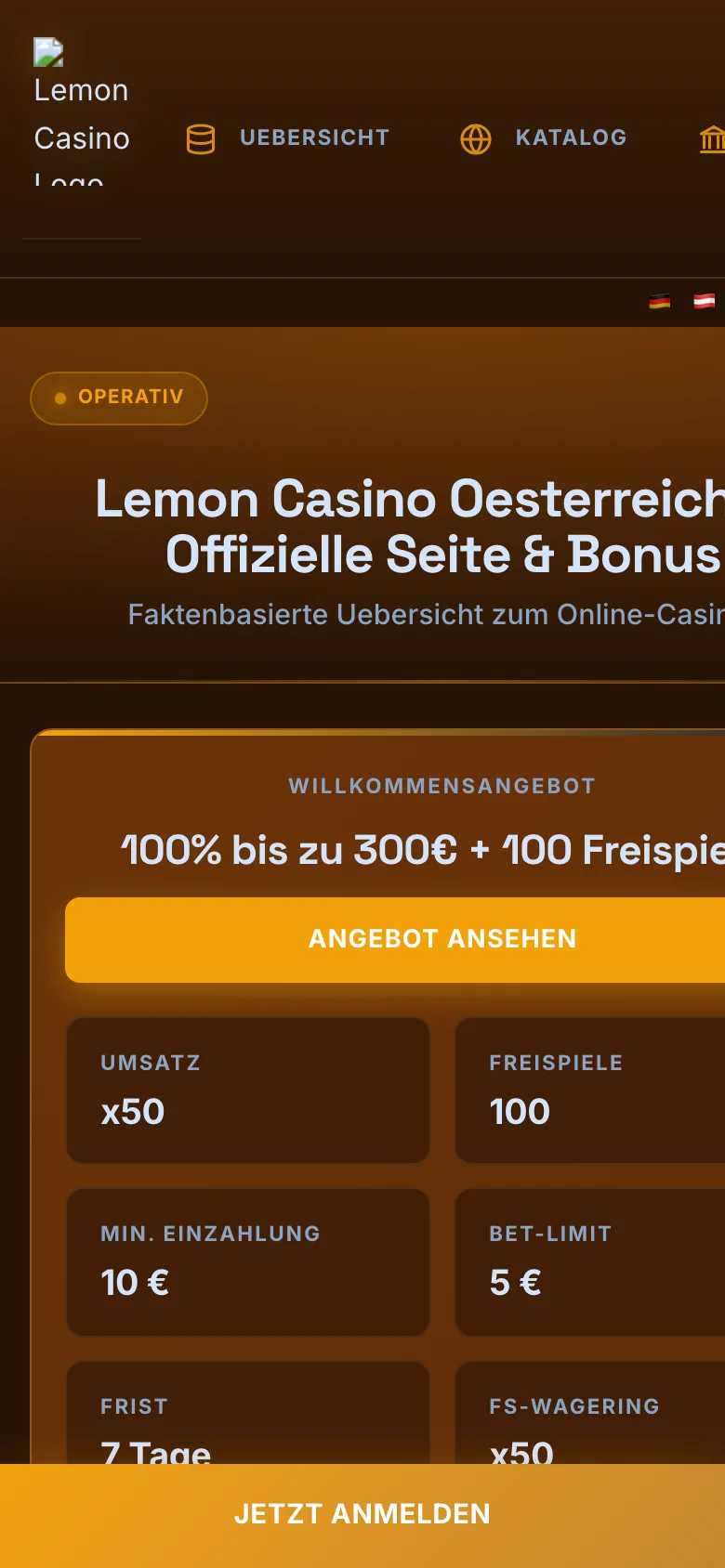 Lemon Casino mobile lobby screenshot