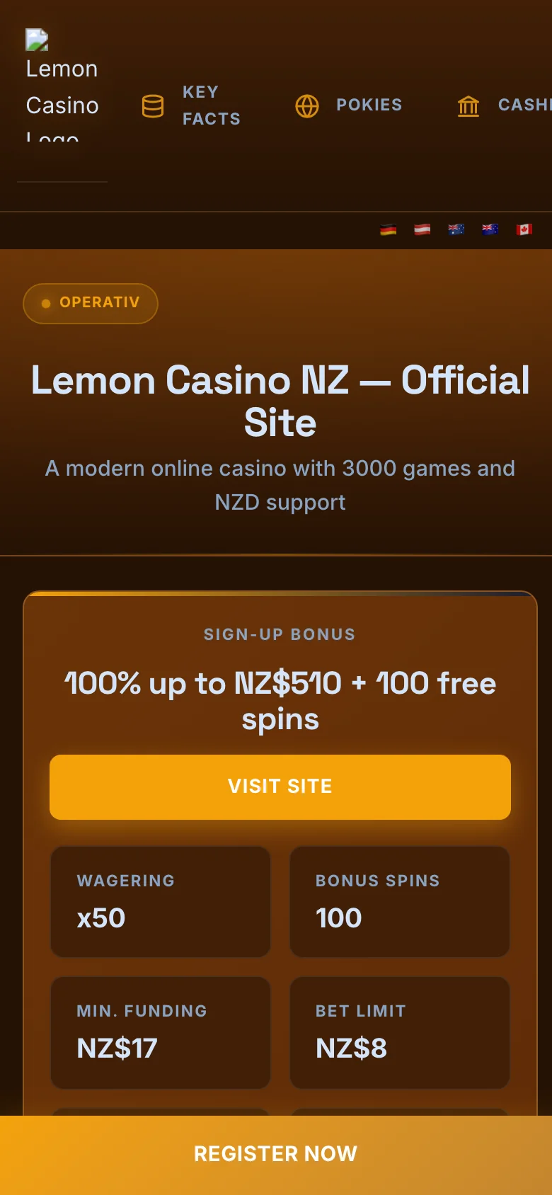 Lemon Casino mobile lobby screenshot